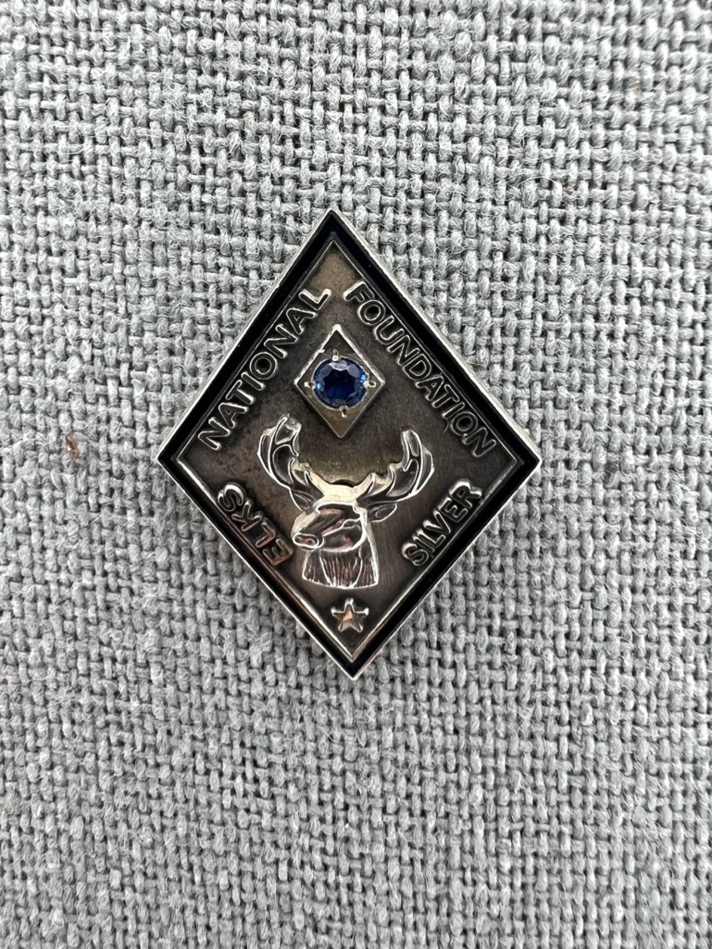Elks National Foundation Donor Sterling Silver Lapel Pin with Blue Stone